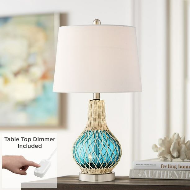 Accent Table Lamp, Small Blue Glass Table Lamp