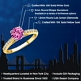 thumbnail image 2 of Gem Stone King 10K Two Tone Gold Pink Created Sapphire and Lab Grown Diamond Engagement Ring for Women | 1.18 Cttw | Round 6MM | Gemstone September Birthstone | Size 9, 2 of 6