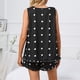 thumbnail image 4 of Women Heart Print Ruffle Pajamas Set Crewneck Tank Top Slant Pocket Shorts 2 Piece Sleepwear Loungewear Black L, 4 of 6