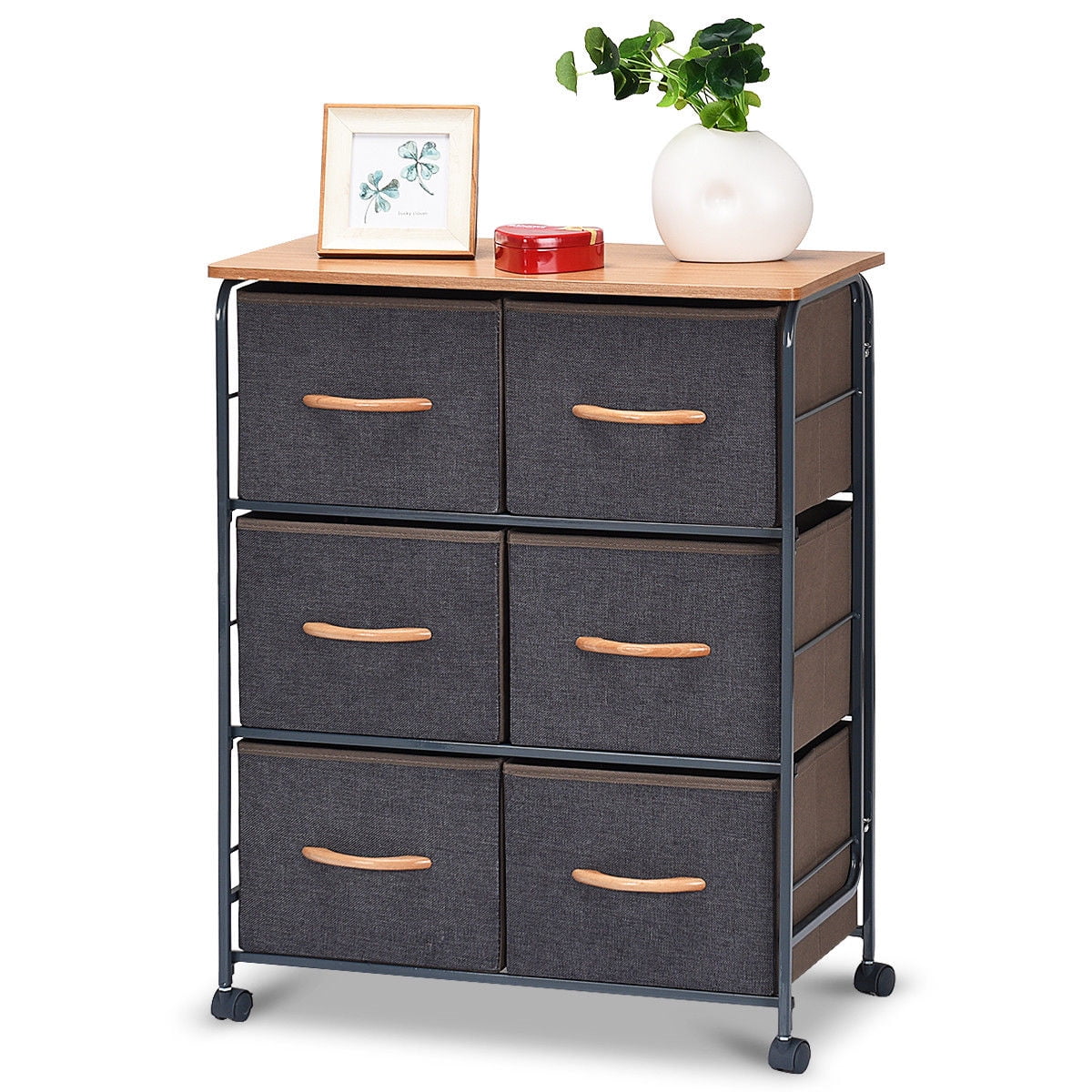 6 Drawer Fabric Storage Table Organizer Display Dresser Cabinet
