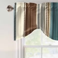 thumbnail image 4 of Teal Boho Stripes Tie Up Valance Curtains for Windows, Kitchen Curtains Window Treatments, Modern Bohemia Brown Beige Texture Short Window Shades Valances for Bedroom Bathroom Cafe 54"x18", 4 of 8