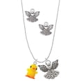 thumbnail image 1 of Delight Jewelry Resin Yellow Chick Silver tone Guardian Angel Charm Necklace and Stud Earrings, 1 of 4