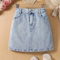 thumbnail image 5 of XAOFW Girl's Skirts Solid Color Elastic Waist Kids Daily Wear Comfort Fit A Line Denim Skirt Outdoor Activities Versatile Cozy Skirts, 5 of 8