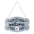 thumbnail image 2 of Fiudx Liquidación de ofertas flash Placa de puerta de bienvenida con impresión de madera, lazo, escenas festivas de Navidad y Año Nuevo, decoraciones colgantes, 2 of 7