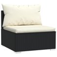 thumbnail image 4 of vidaXL 3 Seat Patio Sofa with Cushions Black Poly Rattan, 4 of 9
