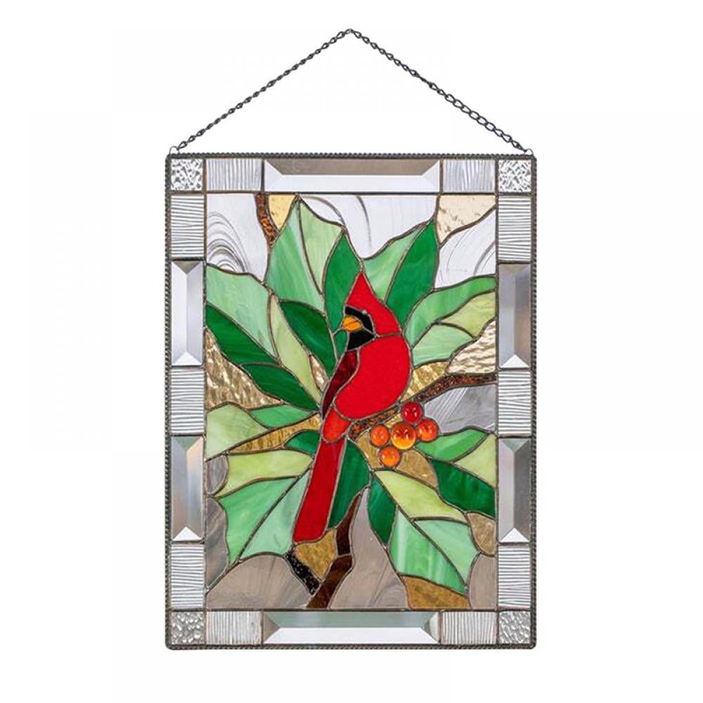 Stained Glass Window Wall Hanging Birds Suncatcher Outdoor Garden Sculpture 