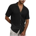 thumbnail image 3 of cllios Men's Knit Hollow Out Shirt Casual Summer Vacation Crochet Textured Button Down Beach Shirts Short Sleeve Shirts for Men, 3 of 9