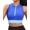 blue, variant on Alove Womens Solid Swimsuit Top Bikini Top Only Front Zipper Swimsuit Tops Ribbed High Neck Sports Swim Top
