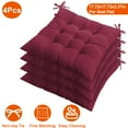 thumbnail image 4 of Square Chair Cushion Pads Pillow Set of 4 Square Sitting Mats with 2 Ties Pearl Cotton Fill for Home Office Floor Car Wine Red 17.72x17.72x2.37in, 4 of 12
