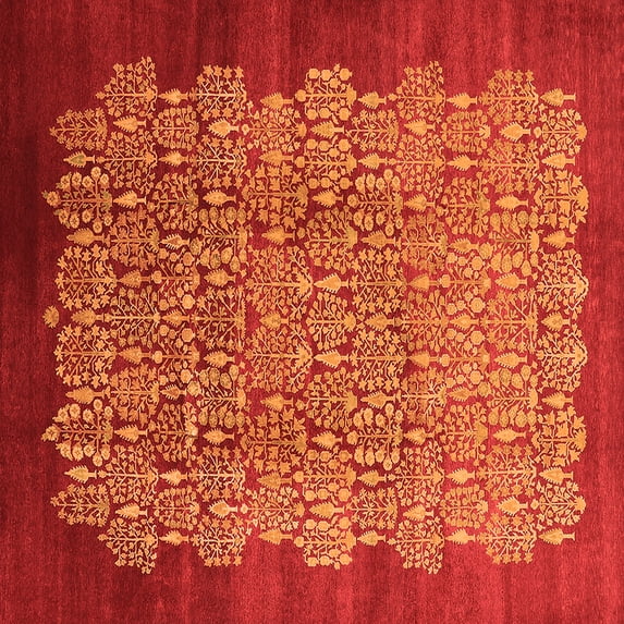 Ahgly Company Indoor Square Oriental Orange Industrial Area Rugs, 8' Square