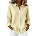 thumbnail image 2 of DORKASM Linen Shirts for Women Long Sleeve Plaid Fashion Tops V Neck Button Down Lightweight 2026 Soft Shirts Fall Trendy Gingham Blouse Yellow XL, 2 of 5