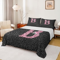 jejeloiu Initial Letter B Queen Sheet Sets,Kawaii Flower Floral Bed Set For Girls Teens 4-Piece