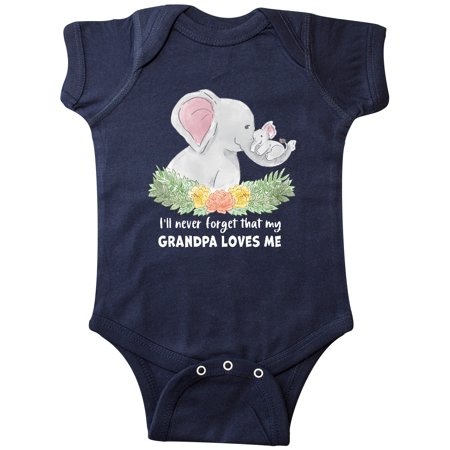 

Inktastic I ll Never Forget That My Grandpa Loves Me Cute Elephants Gift Baby Boy or Baby Girl Bodysuit