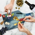 thumbnail image 4 of Colorful Cutting Board, Parasols on Foreground of Dark Cumulus Rain Clouds Windy Stormy Day Shield Image, Tempered Glass Cutting and Serving Board, Wine Bottle Shape, Multicolor, by Ambesonne, 4 of 5