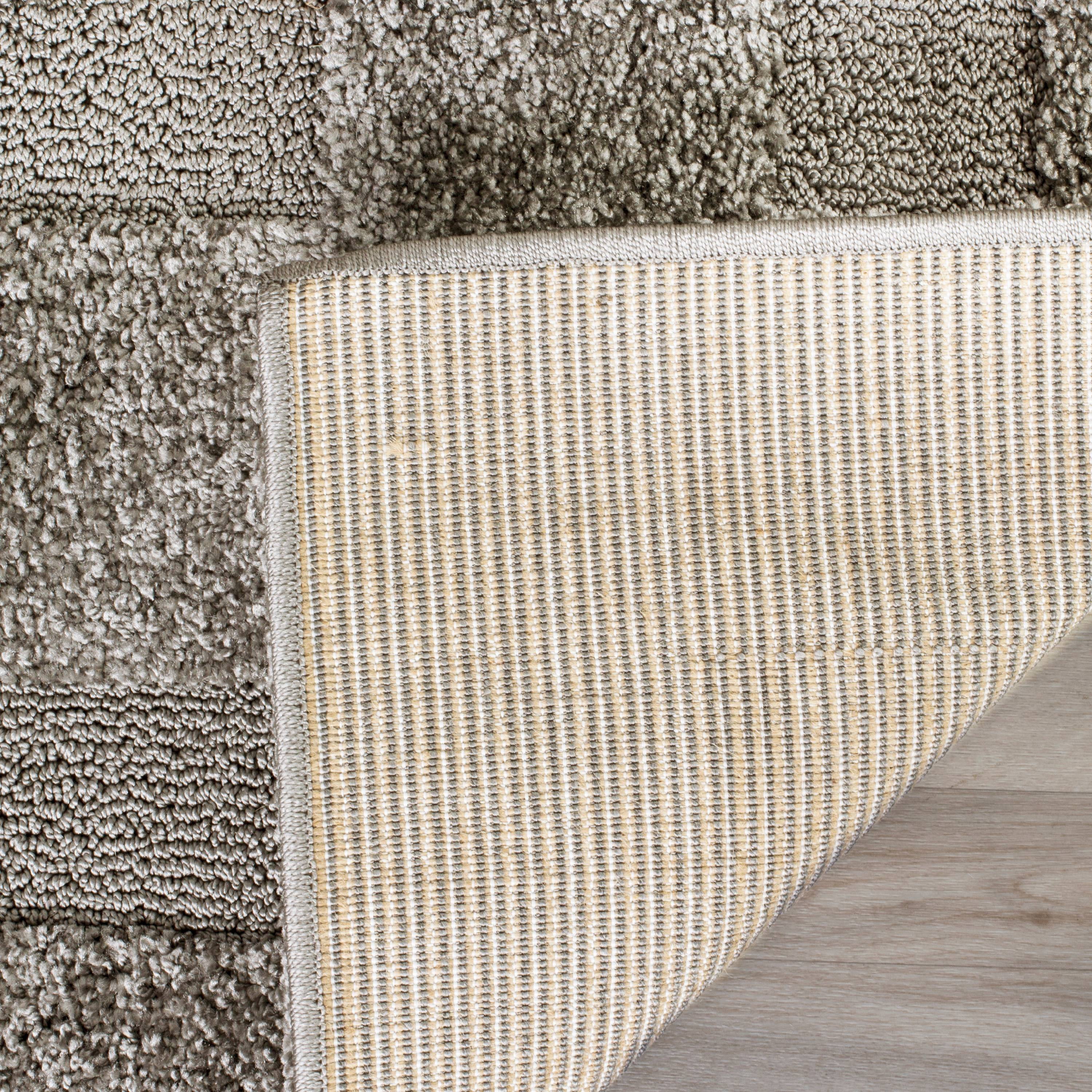 SAFAVIEH Florida Mason Bordered Shag Area Rug, Grey, 4' x 4' Square