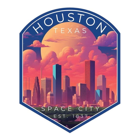 Houston Texas Souvenir Decorative Vinyl Decal Sticker (2-Inch)