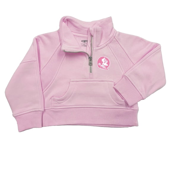 Girls Toddler Garb Pink Florida State Seminoles Cropped Dawn Funnel Neck Half-Zip Sweatshirt