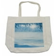 thumbnail image 1 of Winter Shopping Bag, Psychedelic Winter Background with Snow Drifts and Cold Pine Branch Image, Eco-Friendly Reusable Bag for Groceries Beach and More, 15.5" X 14.5", Cream, by Ambesonne, 1 of 2