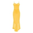 thumbnail image 4 of Efsteb Women's Dresses for Wedding Guest Cocktail Maxi Dress Sleeveless Ruched Ruffle Hem Dresses High Low Split Spaghetti Strap Sundress (Yellow,S), 4 of 5