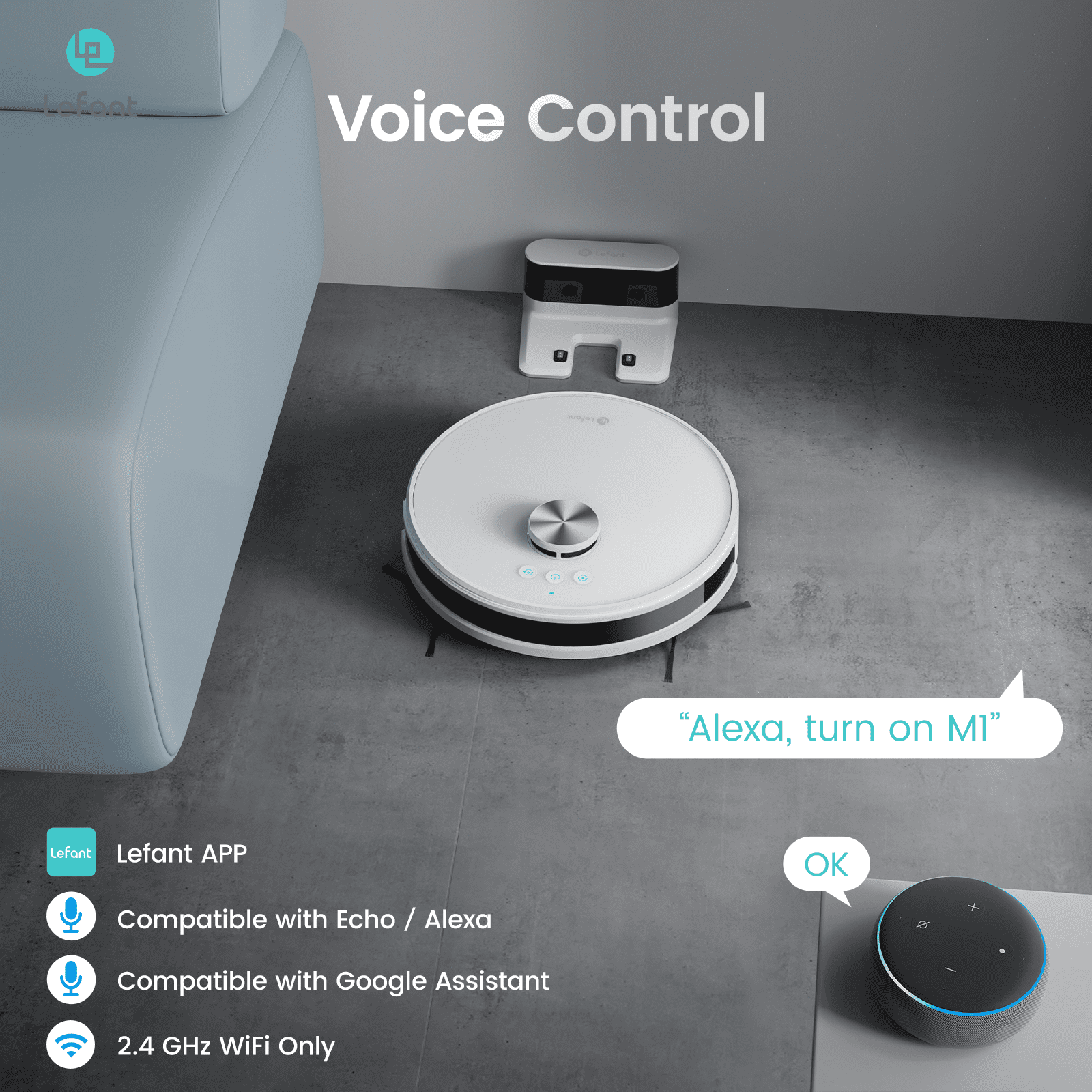 Lefant M1 Robot Vacuum Cleaner and Mop Combo, LIDAR Navigation with Alexa/APP Control, Ideal for Carpets Pet Hair