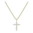 thumbnail image 2 of Paris Jewelry 18K Yellow Gold Created Diamond Petite Cross Necklace  plated, 2 of 4