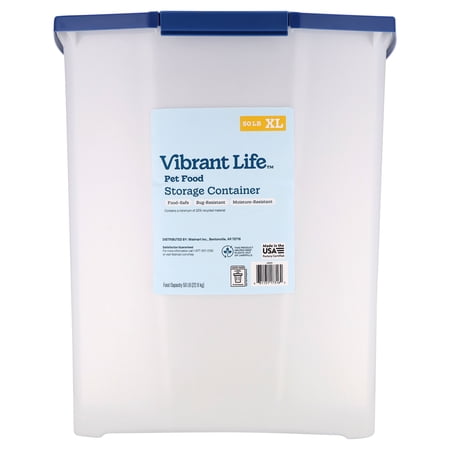Vibrant Life Pet Food Storage Container, Extra Large, 50 lb Capacity