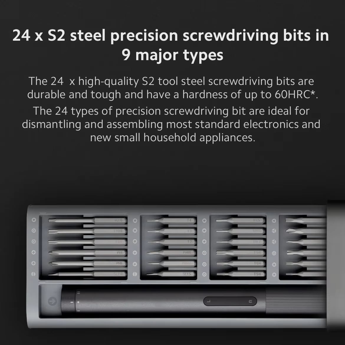 Mijia Precision Electric Screwdriver Kit – Magnetic with 24 Interchangeable Bits, Smart Home, PC & Phone Repair Tool Set