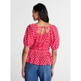 thumbnail image 4 of Time and Tru Women's Puff Sleeve Square Neck Top, Sizes XS-XXXL, 4 of 6