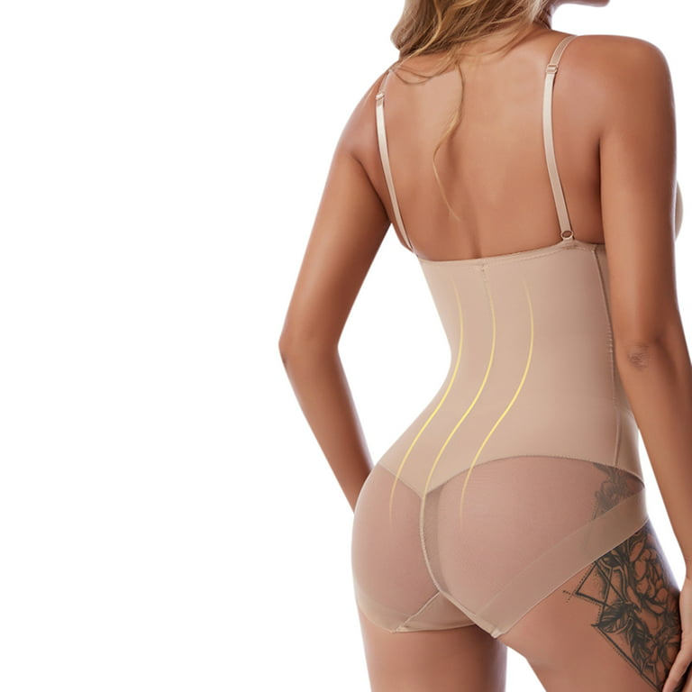 MRULIC shapewear for women tummy control Backless Body Shaper Bra Backless  Shapewear Backless Bra Bodysuit Backless Strapless Shapewear Khaki + L 