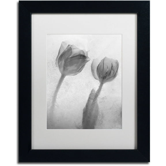 Moises Levy 'Flowers on Ice-1' Matted Framed Art
