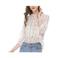 thumbnail image 2 of MODA NOVA Junior's 3/4 Sleeves Ruffle Mock Neck Lace Pullover Tops White XXL, 2 of 6