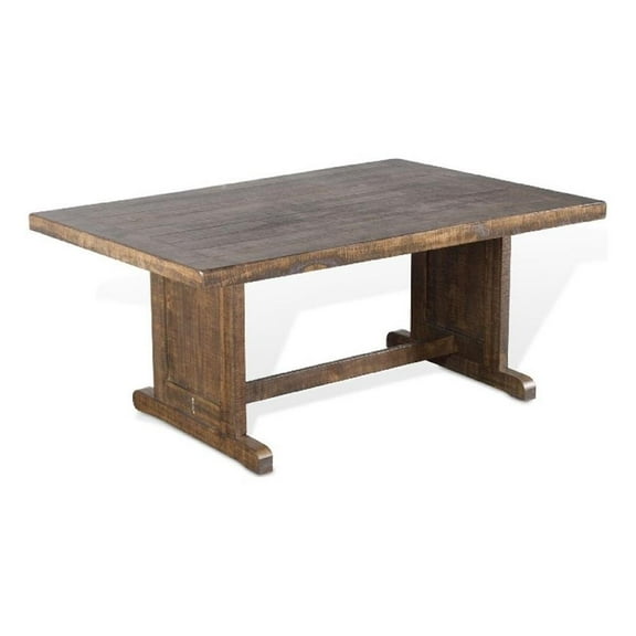 Camie Dining Table-60 Inch Rectangular Plank Top-Brown Mahogany Wood