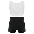 thumbnail image 2 of Nyeemya Kids Girls 2Pcs Shiny Rhinestones Dance Outfit Set Crop Top Shorts Set for Sports Yoga Gymnastics White Black 6, 2 of 6