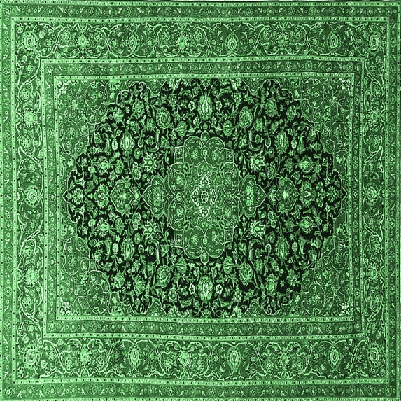 Ahgly Company Indoor Square Medallion Emerald Green Traditional Area Rugs, 6' Square