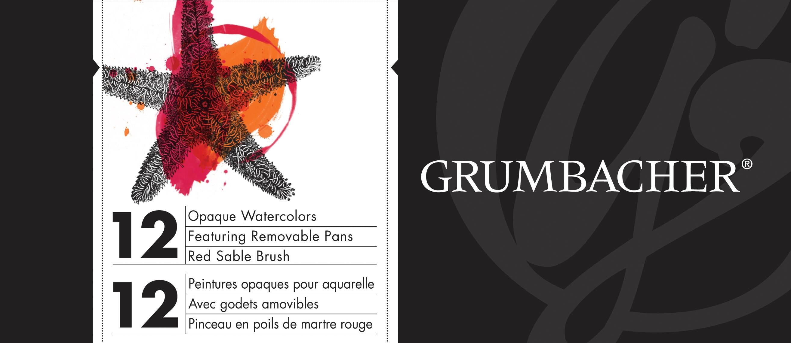 Grumbacher Opaque Watercolor Pan Set, 12-Colors