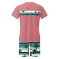 thumbnail image 5 of VBTAPA Men's 2 Piece Outfits Hawaiian Tropical Graphic T Shirt and Shorts Set Summer Beach Vacation Sets with Pockets Daily Sales Pink XXL, 5 of 6