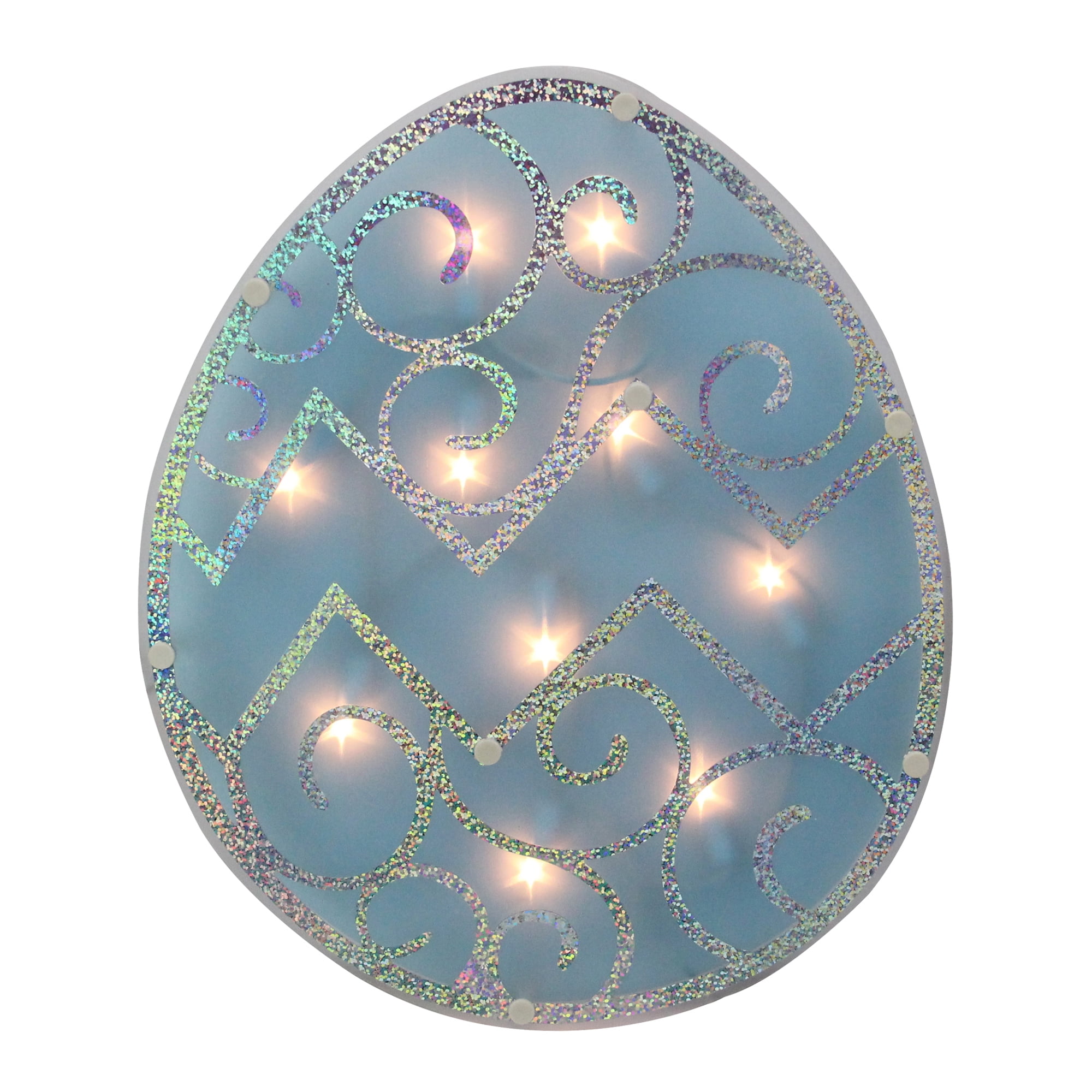 12&quot; Lighted Blue Easter Egg Window Silhouette Decoration