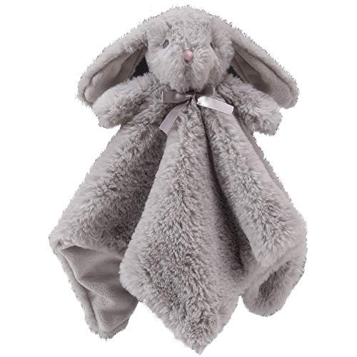 CREVENT Cozy Plush Baby Security Blanket Loveys for Baby Boys and Girls Sherpa Backing with Animal Face Minky Dot Front Grey Elephant 
