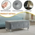 thumbnail image 5 of Storage Ottoman Bench, Upholstered Entryway Bench with Crystal Buttons and Silver Metal Legs, Large Storage Bench for End of Bed, Living Room, Bedroom, Entryway, Gray, 5 of 8