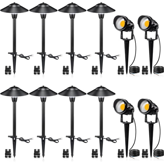 SUNVIE LED Landscape Lighting Low Voltage Pathway Lights 12V Aluminum Light Kits with Stake Waterproof for Walkway Yard Patio Decor, 12 pack