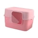 thumbnail image 2 of Caja de arena para mascotas completamente cubierta, inodoro para gatos, arenero, suministros de limpieza para mascotas con Rosa, 2 of 9