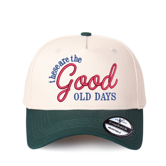 Vergiac Good Old Days Letter Embroidered Color Block Trucker Hat, Unisex Adjustable Cotton Breathable Fashion Cap for Travel Daily Outdoor Wear