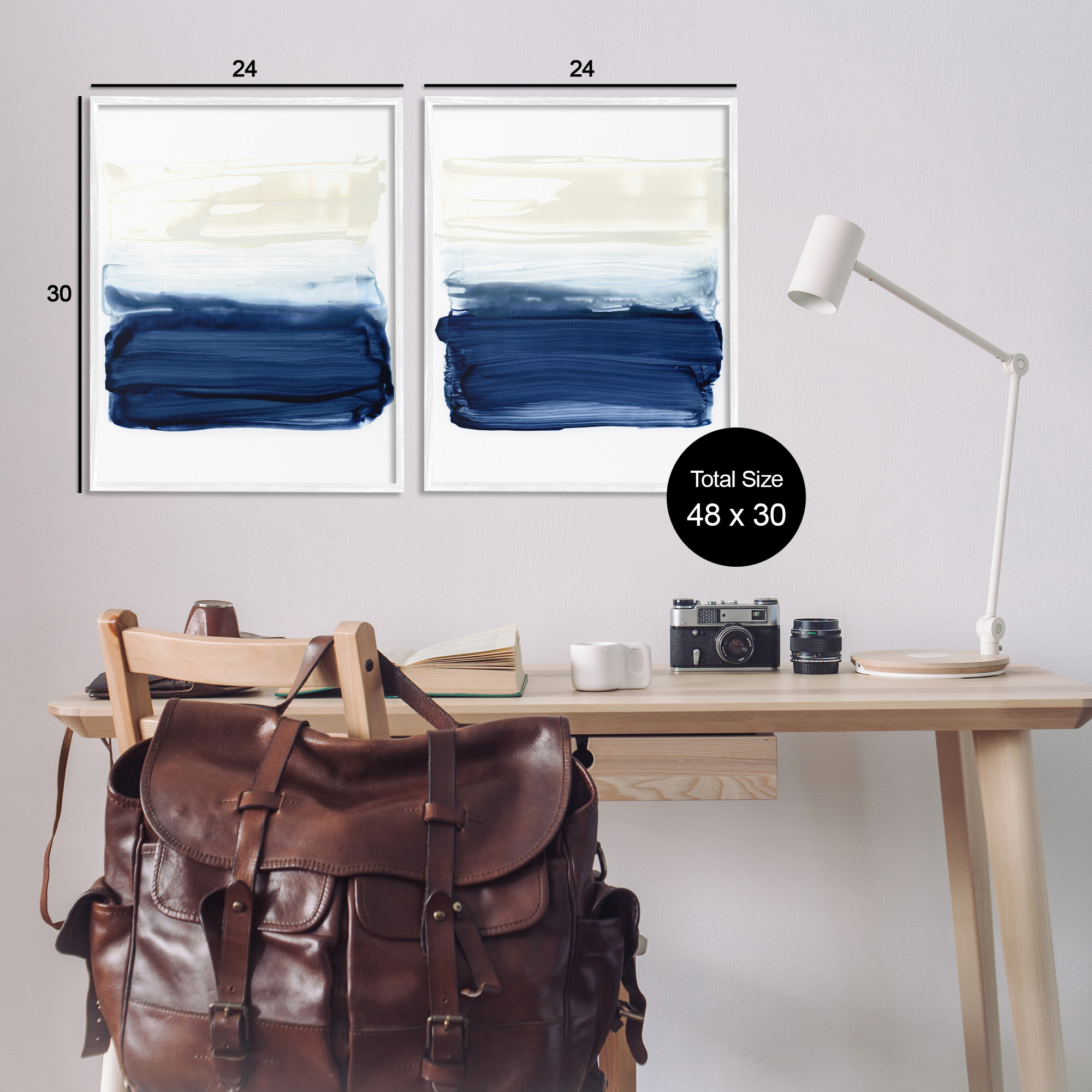 Stupell Industries Coastal Brushstrokes Abstract Beach Abstract Painting White Framed Art Print Wall Art, 24 x 30, Set of 2