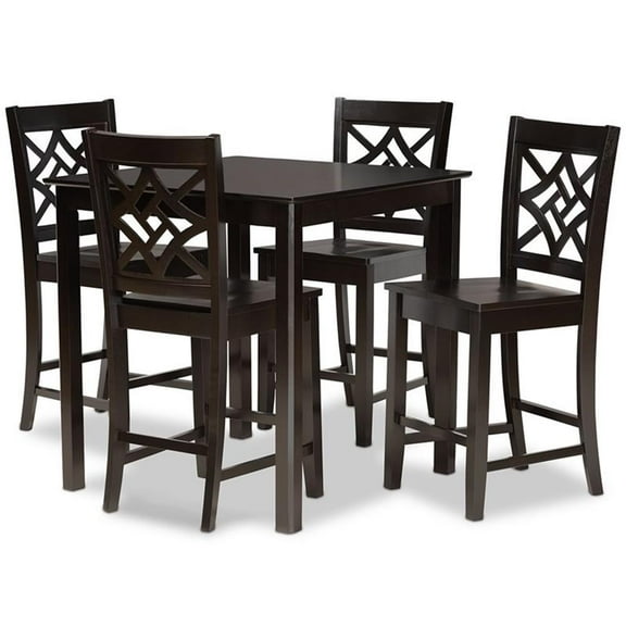 Bowery Hill Transitional Dark Brown Finished Wood 5-Piece Pub Set