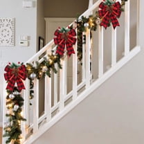 xaoyunyn Handmade Holiday Decorations Velvet Hem Ribbon Christmas Tree Decoration Bowknot Set with Artificial Fruit and Needles for Home and Party Decor