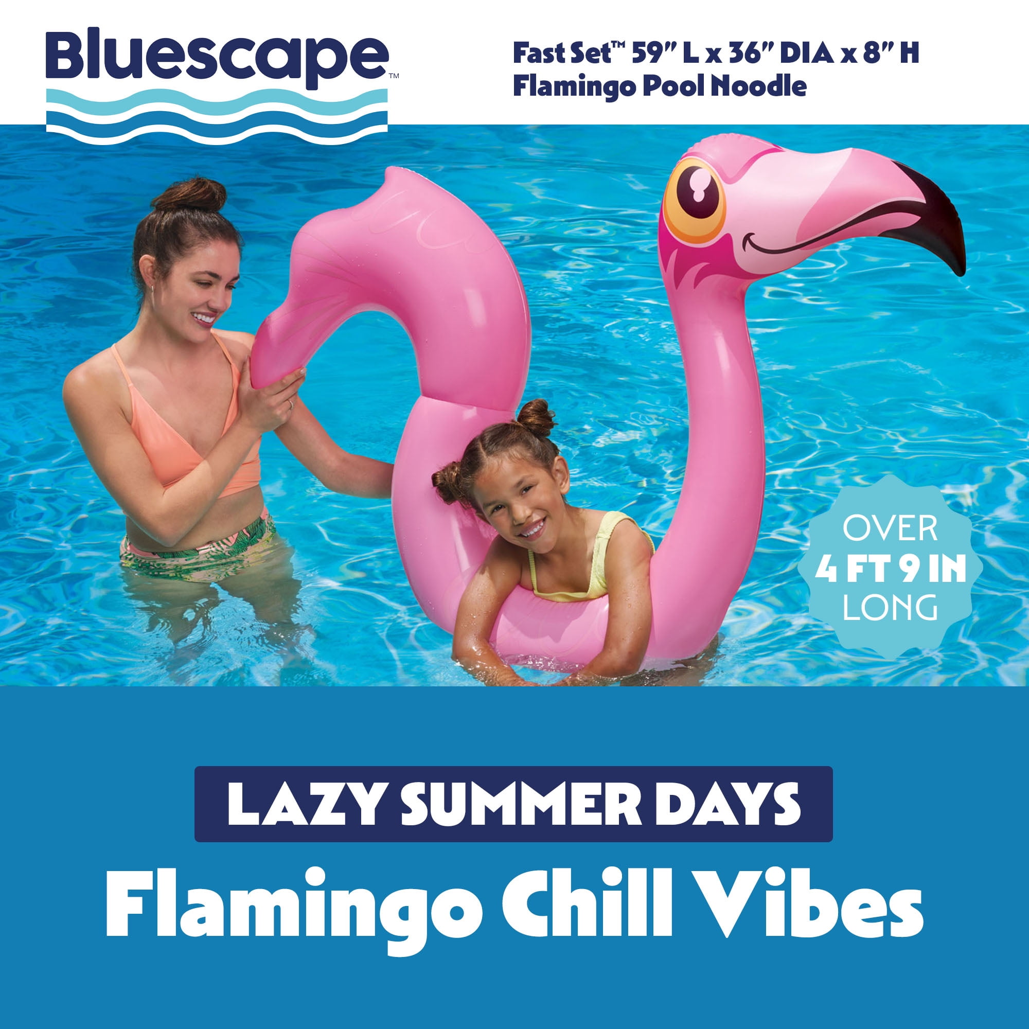 (3 pack) Bluescape Flamingo Pool Noodle – Inflatable Pink Pool Float for Kids & Adults, Fun Flamingo Design