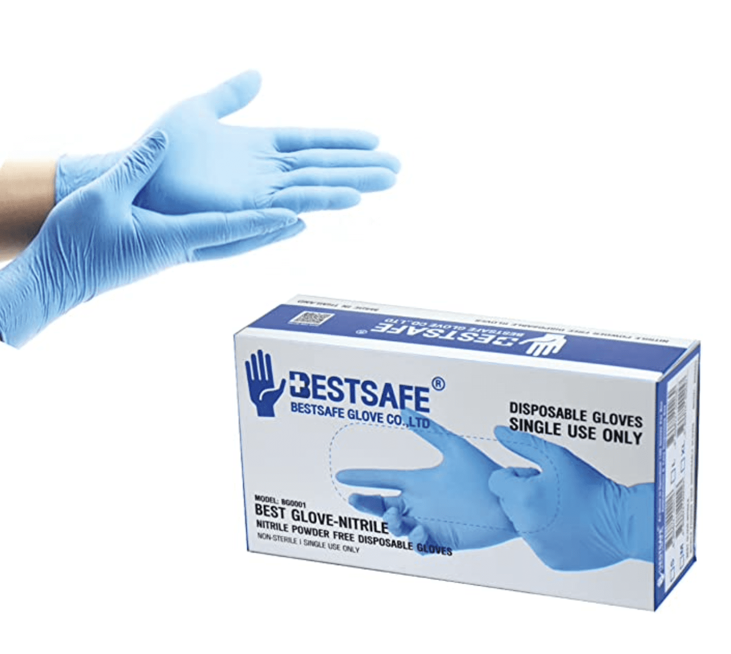 Disposable PowderFree Nitrile Gloves, Latex Free NonSterile Exam Glove, 4 mil, Box of 100