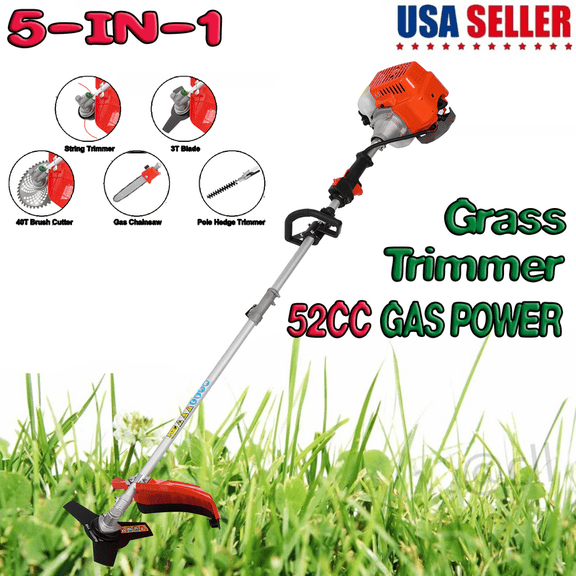 Floseru 5 in 1 Gas Weed Eater, 52cc 2-Cycle Grass Trimmer & Hedge Trimmer, Brush Cutter, Weed Wacker Gas Powered, Pole Saw with Extension Pole, String Trimmer for Home, Garden, Lawn Care