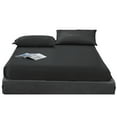 thumbnail image 2 of Funda de cama de satén imitación seda, protección contra líquidos, elástica y suave, ideal para mujeres, adultos mayores y mascotas, color negro, tamaño 153x203+30cm., 2 of 6