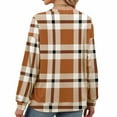 thumbnail image 7 of Womens Long Sleeve Tops Loose Fit Plaid Checkered Sweatshirt Lightweight Casual Crewneck Christmas Fall Clothes (XL, Orange), 7 of 7